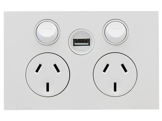 twin power point with usb charger