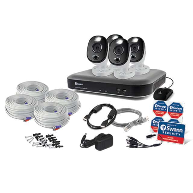 all items included in 4 camera 4 channel swann security camera system